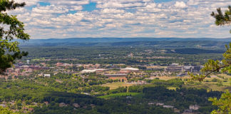 Penn State campus as viewed from the MIke Lynch Overlook on Mount Nittany.