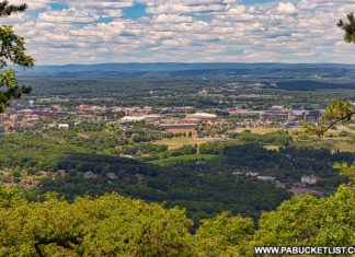 Penn State campus as viewed from the MIke Lynch Overlook on Mount Nittany.