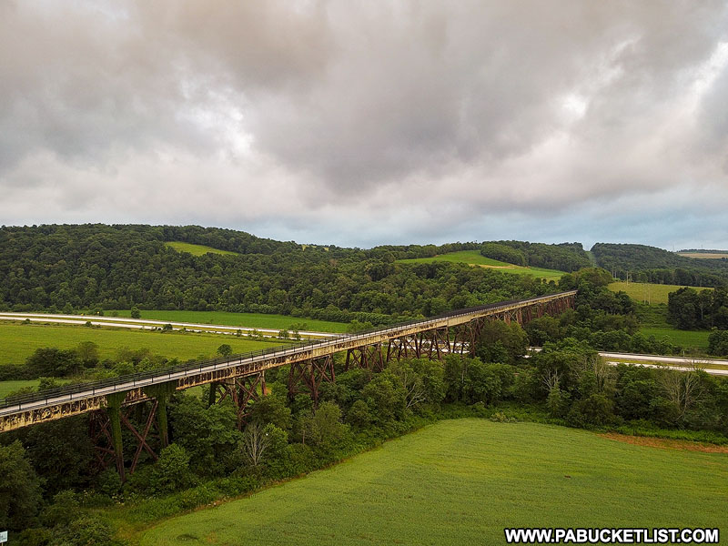 The Salisbury Viaduct disappears into the Pennsylvania foothills near Meyersdale.