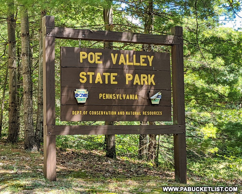 Poe Valley State Park sign along Poe Valley Road