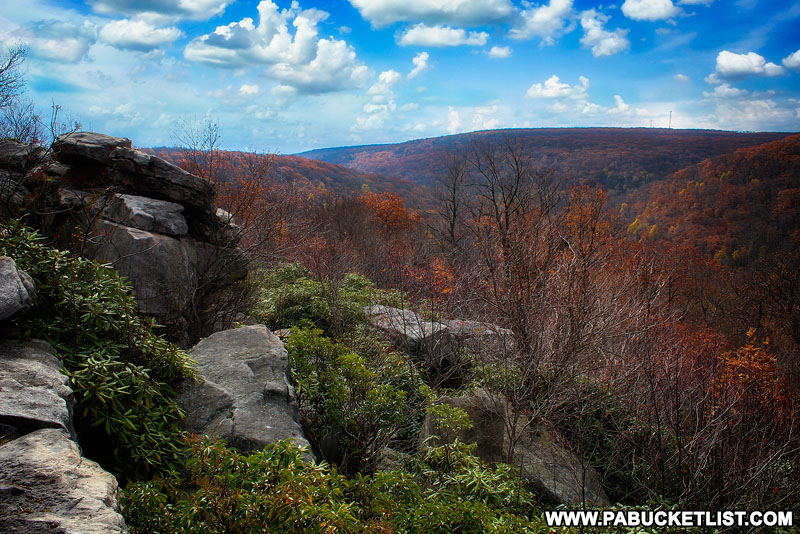 Fall foliage at Wolf Rocks Overlook in Somerset County PA