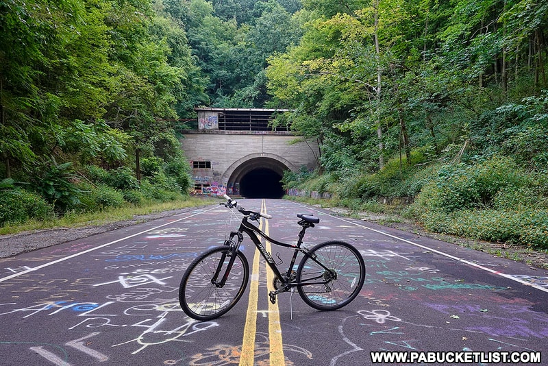 Abandoned Pennsylvania Turnpike Rail Trail at Rays Hill Tunnel.