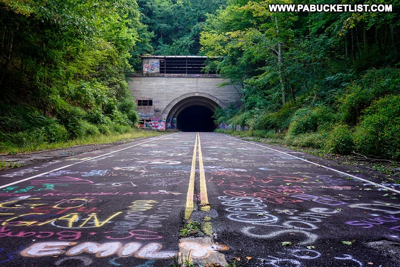 The Abandoned PA Turnpike rail trail in Bedford County.