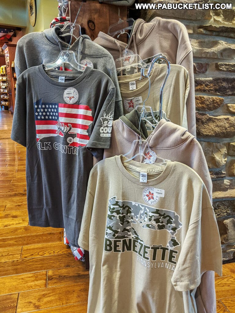 Merchandise in the Elk Country Visitor Center gift shop.