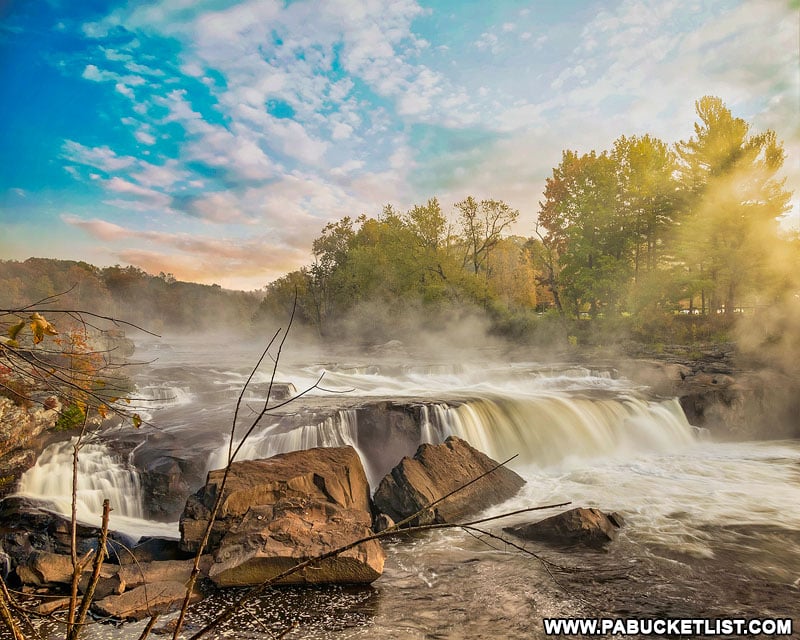 Fall foliage at Ohiopyle Falls in the Laurel Highlands.