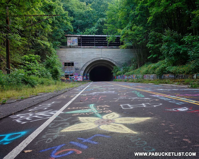 The western portal of Rays Hill Tunnel along the Abandoned PA Turnpike