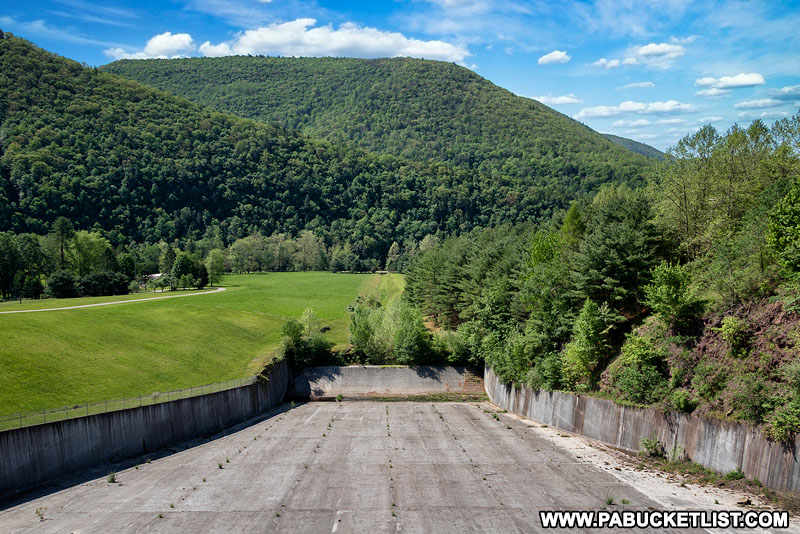 Stevenson Dam spillway area at Sinnemahoning State Park.