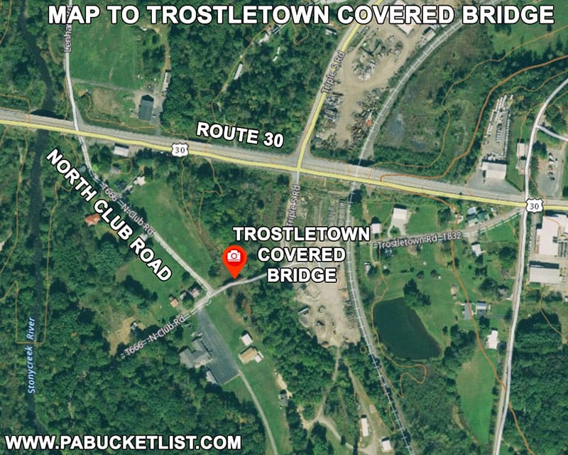 Map to Trostletown Covered Bridge in Somerset County Pennsylvania