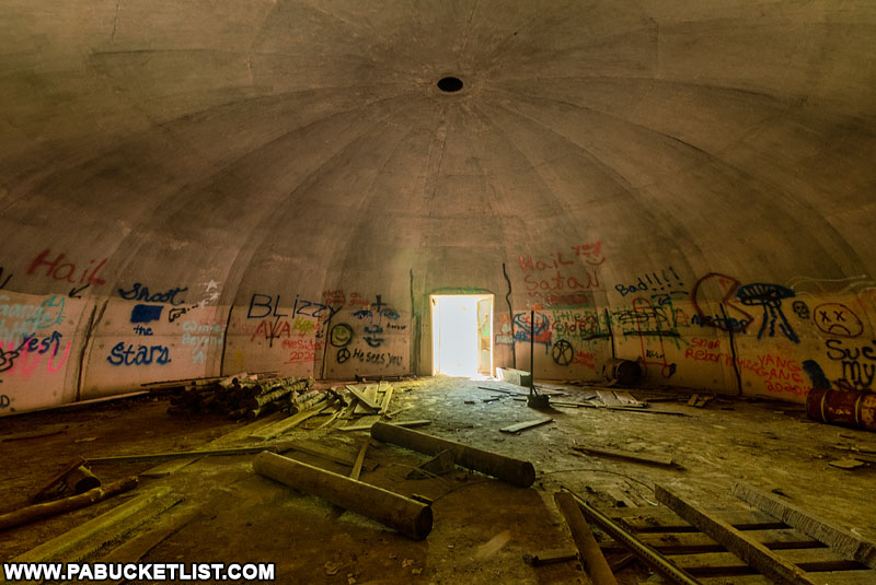 Inside one of the concrete igloo-like bunkers on State Game Lands 252