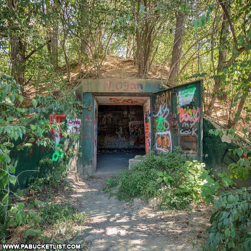 Entrance to one of the bunkers on State Game Lands 252 along Alvira Road.