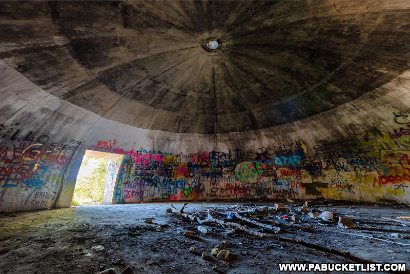 Inside one of the abandoned Alvira bunkers.
