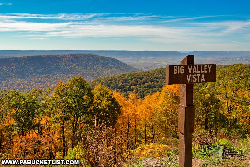 Big Valley Vista sign along the Millheim Pike in the Bald Eagle State Forest.