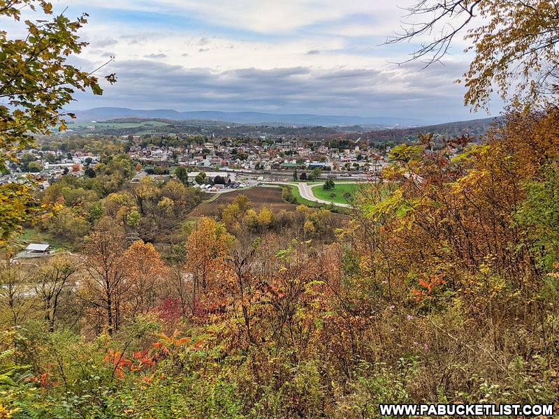 Autumn view from the lower overlook at Chimney Rocks Park.