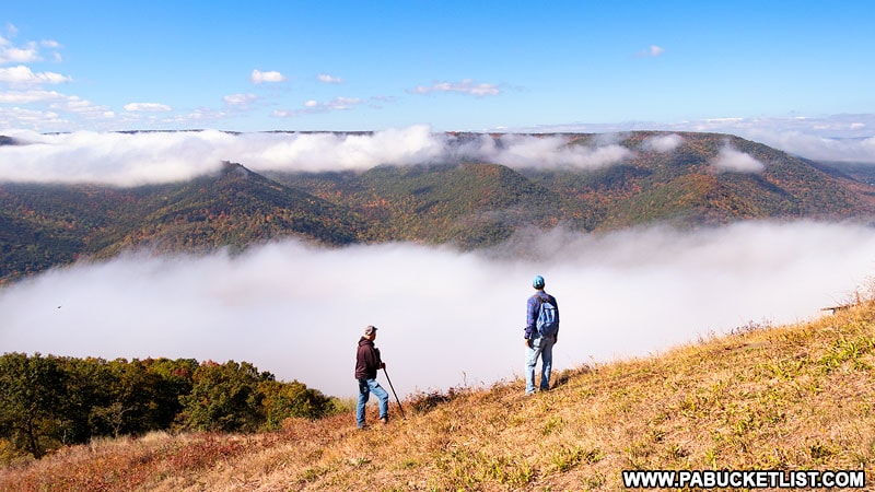 Hikers taking on the view at Hyner Run State Park.