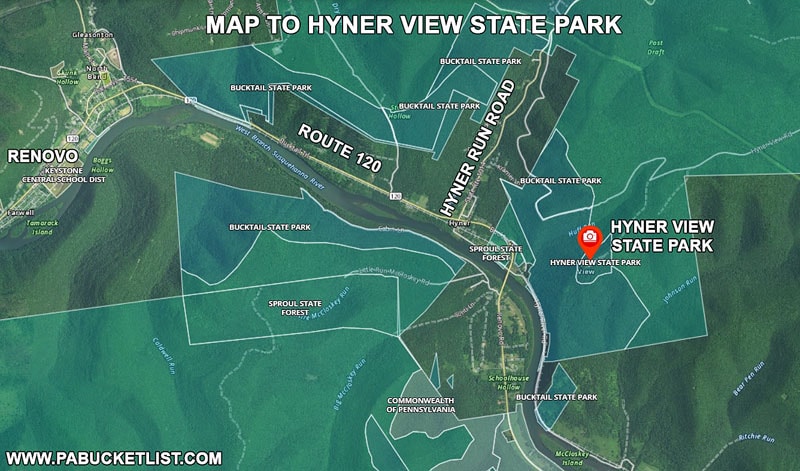 Directions to Hyner View State Park in Clinton County Pennsylvania