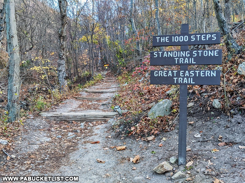 The 1000 Steps along the Standing Stone Trail in Huntingdon County Pennsylvania..