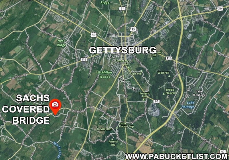 How to find Sachs Covered Bridge near Gettysburg Pennsylvania
