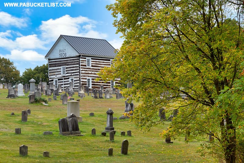 Fall foliage in Bedford County at the 1806 Old Log Church.