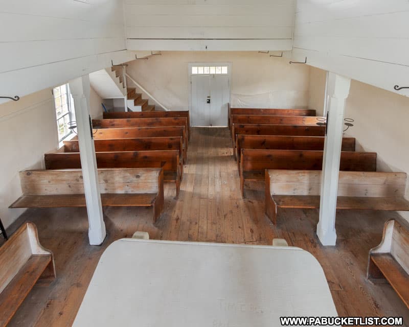 View from the pulpit inside the 1806 Old Log Church in Bedford County PA