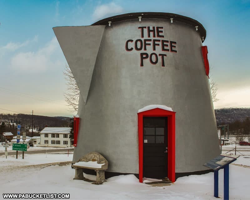 A winter scene at the Bedford Coffee Pot along the Lincoln Highway.