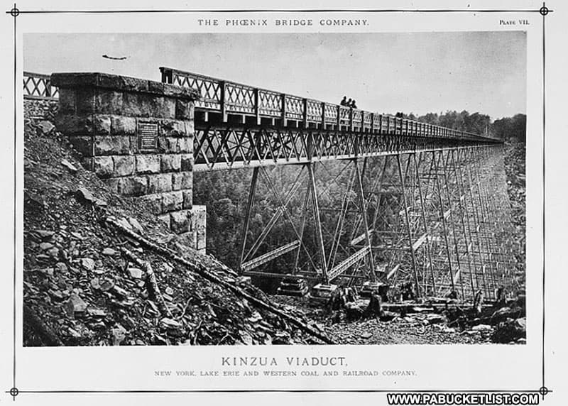 The Kinzua Viaduct was built by the Phoenix Bridge Company in 94 days in 1882.