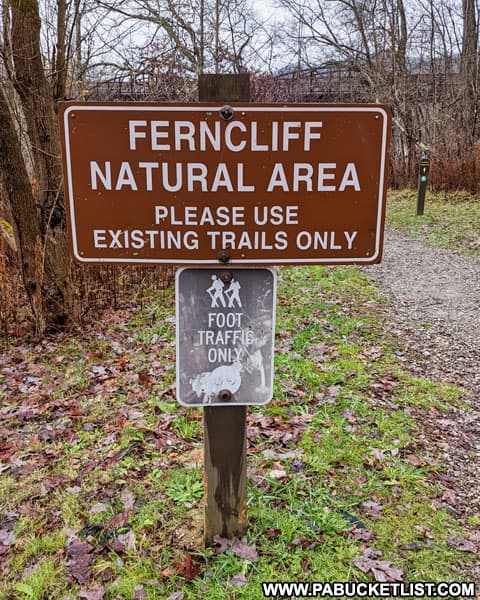 Ferncliff Natural Area trail sign.