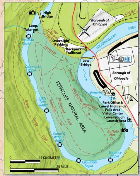 A map showing the backpacking trailhead for the Ferncliff Trail.