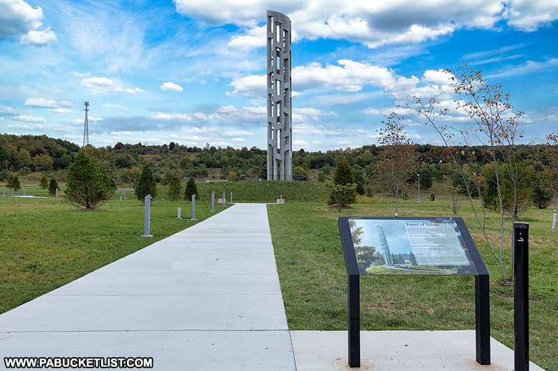 Approaching the Tower of Voices at he Flight 93 National Memorial.