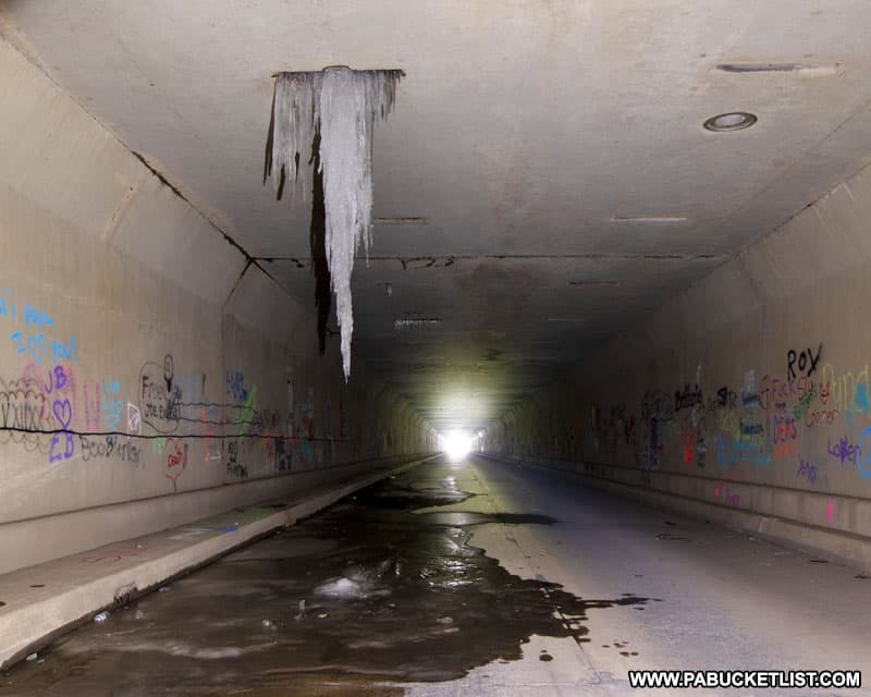 Ice formation inside Rays Hill Tunnel along the Abandoned PA Turnpike.