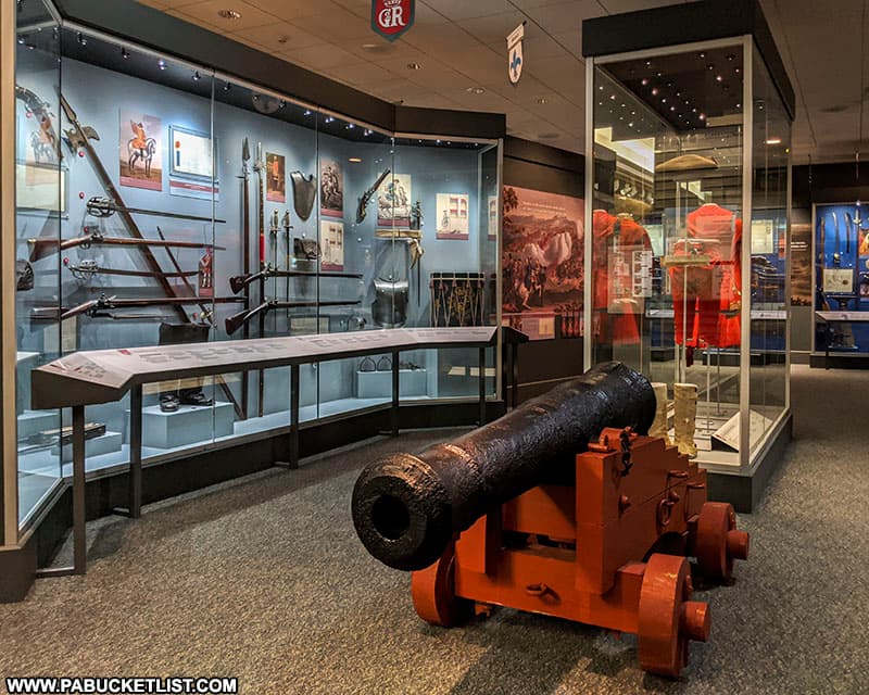 Weaponry on display inside Fort Ligonier museum.