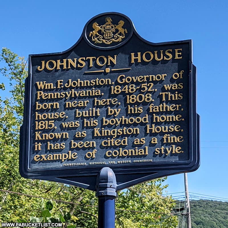 Johnston House historical marker outside the Lincoln Highway Experience.