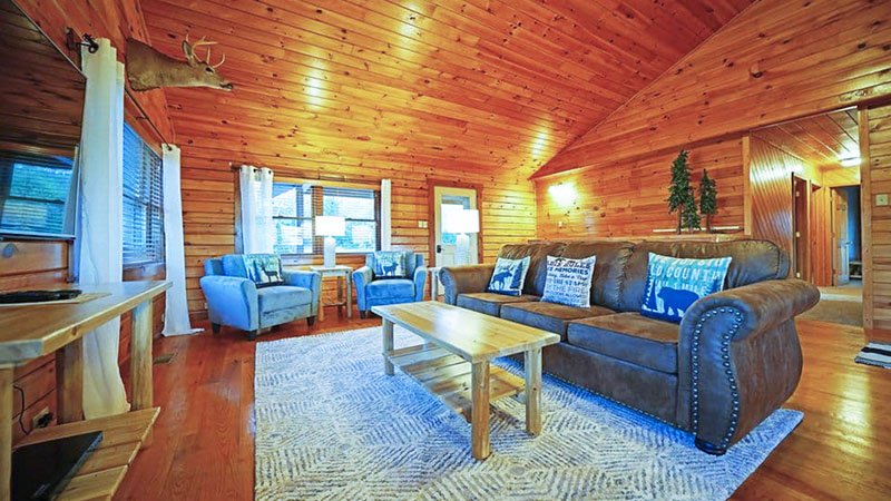 Interior of Lazy Bear vacation rental cabin near the PA GRand Canyon in Wellsboro PA