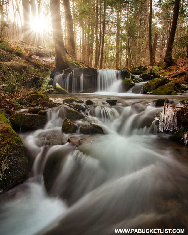 Sunrise over Mill Creek Falls on State Game Lands 42 in Westmoreland County.