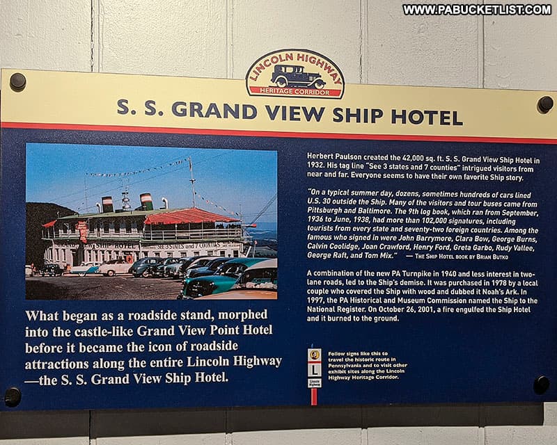 History of the SS Grand View Ship Hotel along the Lincoln Highway in Bedford County Pennsylvania.