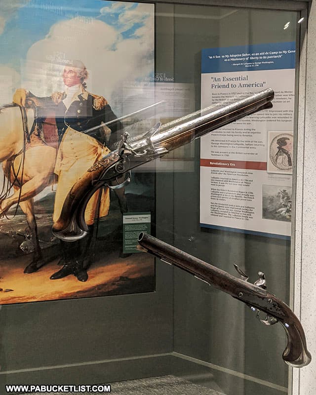 A pair of pistols once carried by George Washington now on display at the Fort Ligonier Museum.
