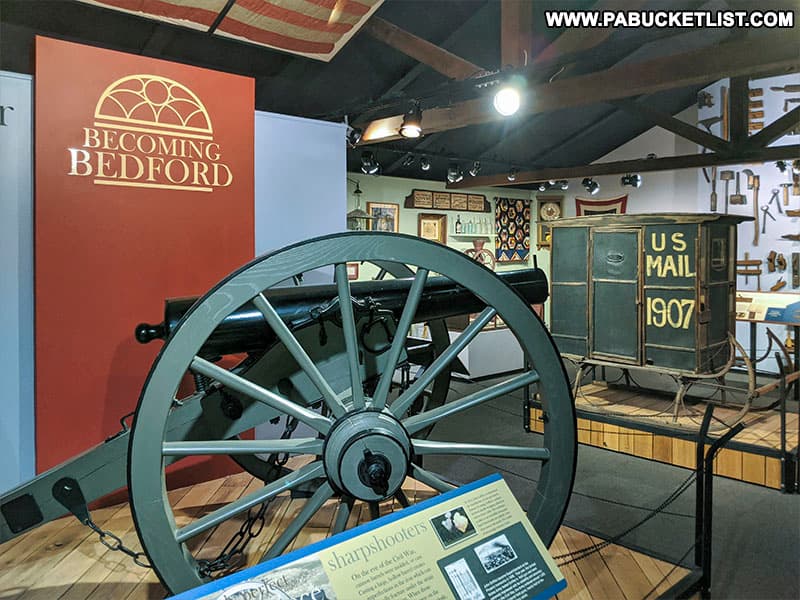 Artifacts on display at the Fort Bedford Museum.