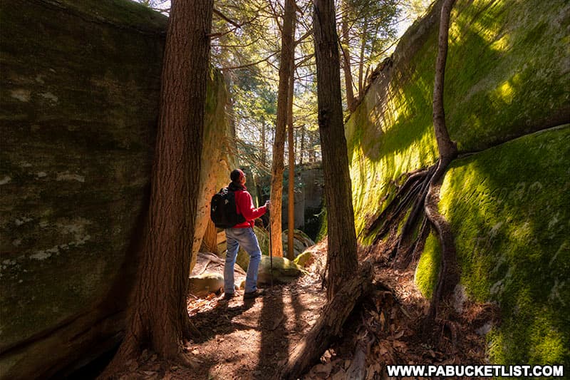 Hiking through the rock formations along the Fred Woods Trail in Cameron County