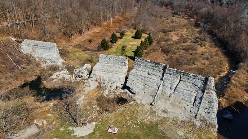 the weathered ruins of Austin Dam in Potter County Pennsylvania.