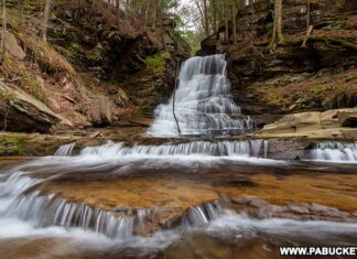 Downstream view of East Branch Falls in the Loyalsock State Forest.