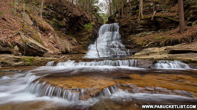 Downstream view of East Branch Falls in the Loyalsock State Forest.