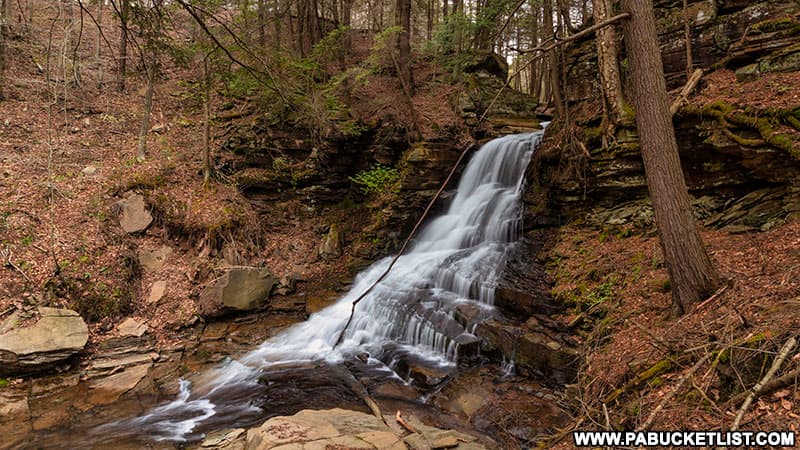 Side view of East Branch Falls in Sullivan County Pennsylvania.