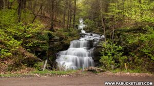The roadside Holcomb Falls in Bradford County Pennsylvania.