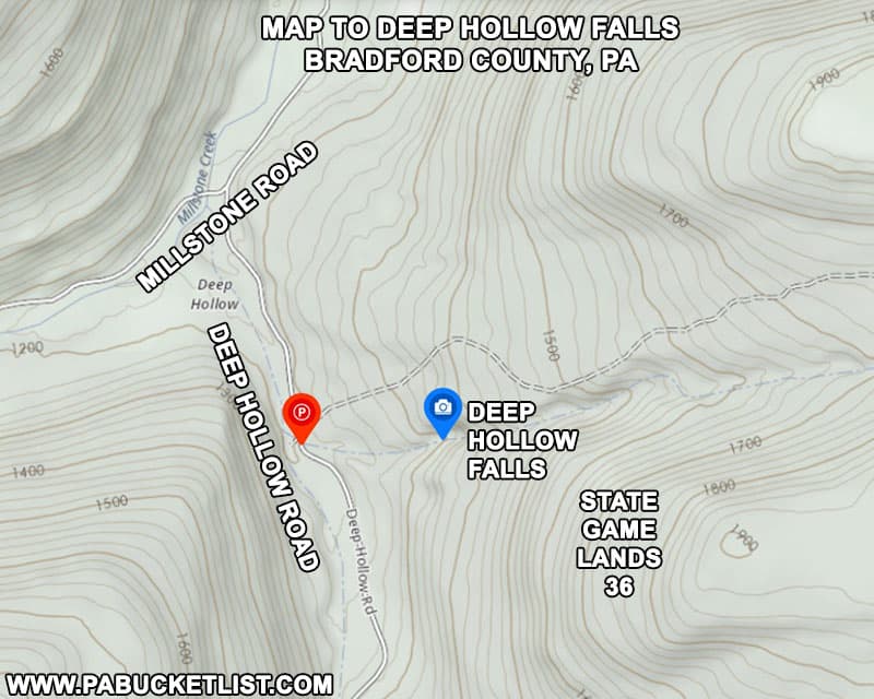 How to find Deep Hollow Falls on State Game Lands 36 in Bradford County, Pennsylvania.