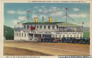 Postcard image of the Grand View Point Hotel along the Lincoln Highway.
