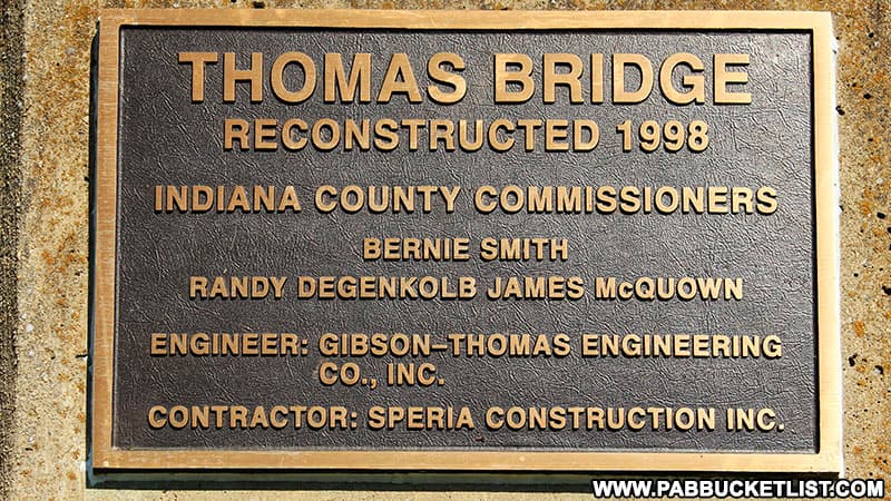 Thomas Covered Bridge was rebuilt in 1998 at a cost of around one million dollars.