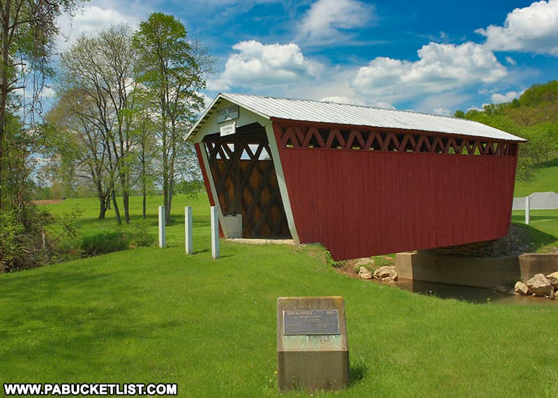 Trusal Covered Bridge is the shortest covered bridge in Indiana County Pennsylvania.
