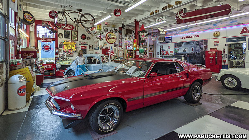 1969 Ford Mustang Mach 1 on display at Jerry's Classic Cars and Collectibles Museum on South Centre Street in Pottsville.