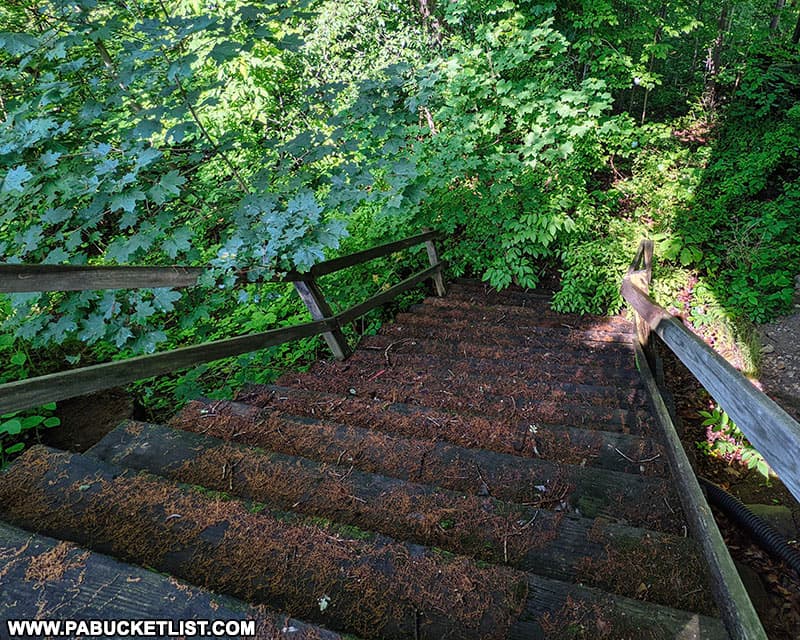 Stairs to a long-gone ride at Cascade Park in New Castle.