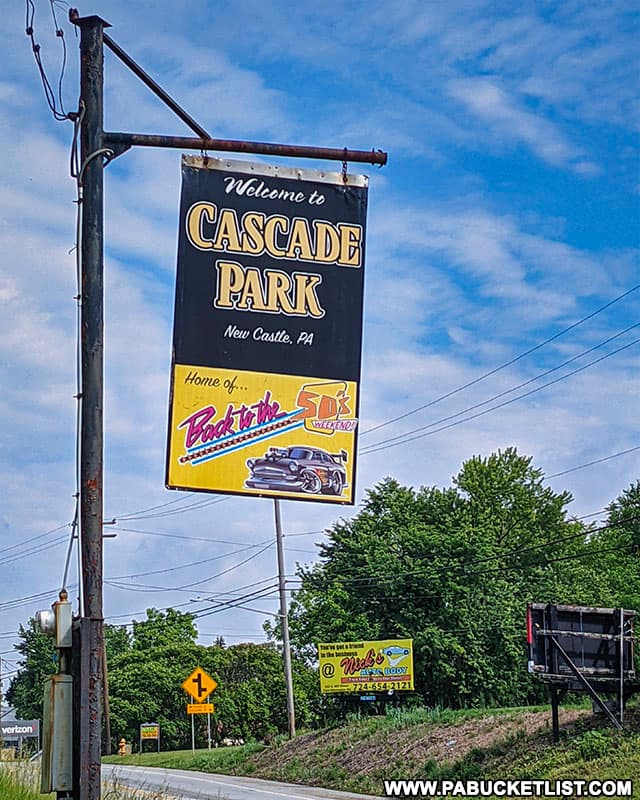 Entrance to Cascade Park in New Castle along Route 65 in Lawrence County.