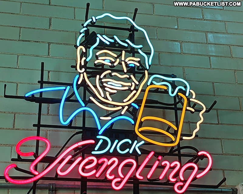 DIck Yuengling neon sign in the tasting room at Yuengling Brewery.
